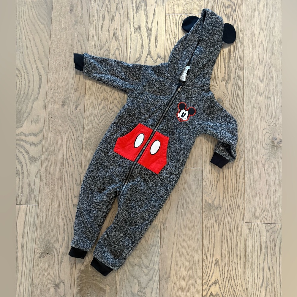 Disney Gray and Red Mickey Mouse Kids Footie